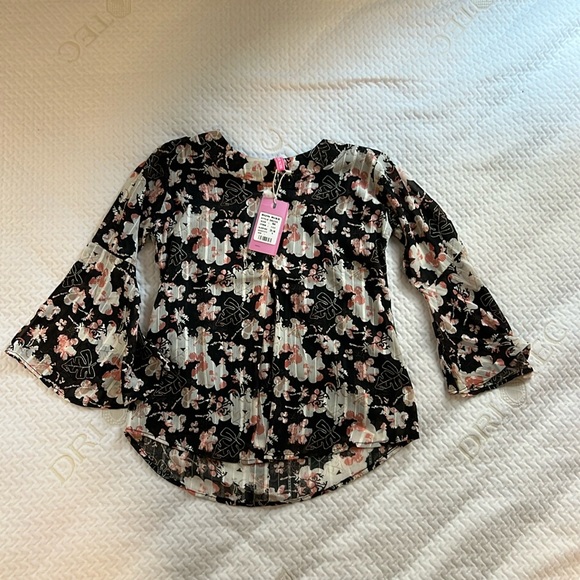 Black Floral Top - Picture 1 of 5